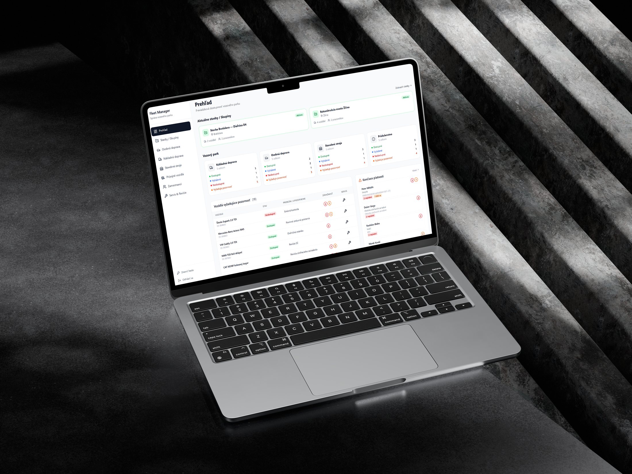 FMIS dashboard running on a laptop